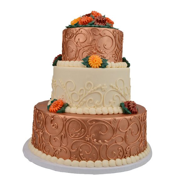 Fall-inspired metallic cake, Merritt’s Bakery, Tulsa.