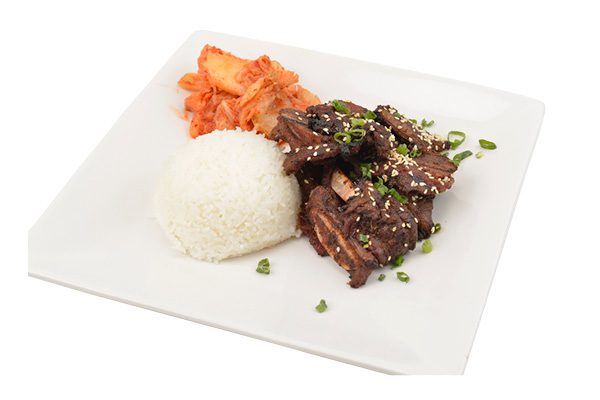 Korean short ribs with white rice and kimchi, KEO, Tulsa.