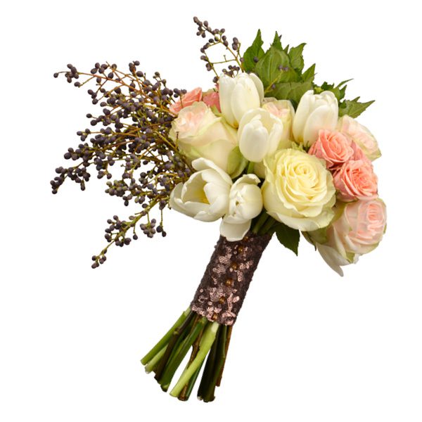 Fall bouquet with spray and garden roses, hydrangeas and privet. Stage Door Flowers, Tulsa