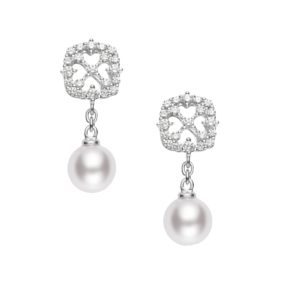 Mikimoto Akoya pearl and diamond earrings, $3,330, Bruce G. Weber Precious Jewels