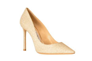 Jimmy Choo gold glitter heel, $595, Saks Fifth Avenue