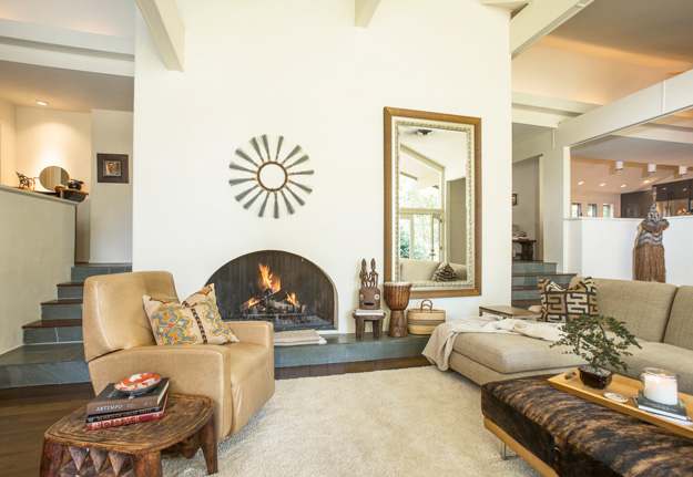 As part of the renovation, Sparkman eliminated a half-wall and built a staircase that connects the first and second floors in the living area.